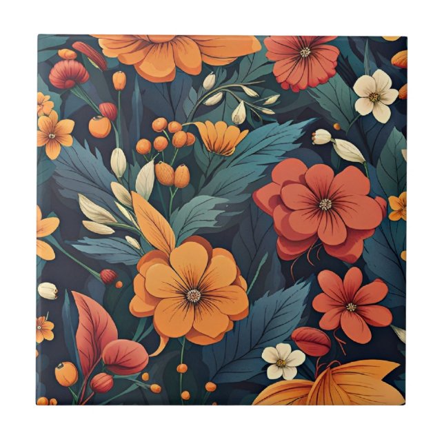 Colorful Flower Pattern Ceramic Tile (Front)