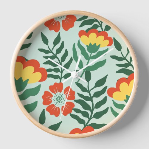 Colorful flower pattern clock
