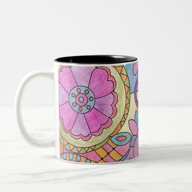 Colorful Flower Pattern Coffee Mug (Left)