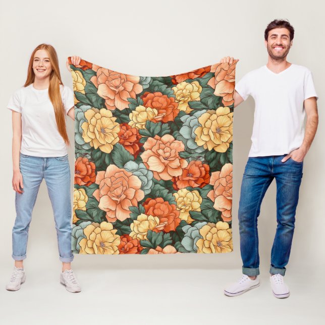 Colorful Flower Pattern Fleece Blanket (In Situ)