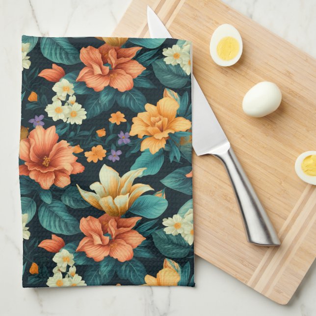 Colorful Flower Pattern Kitchen Towel (Quarter Fold)