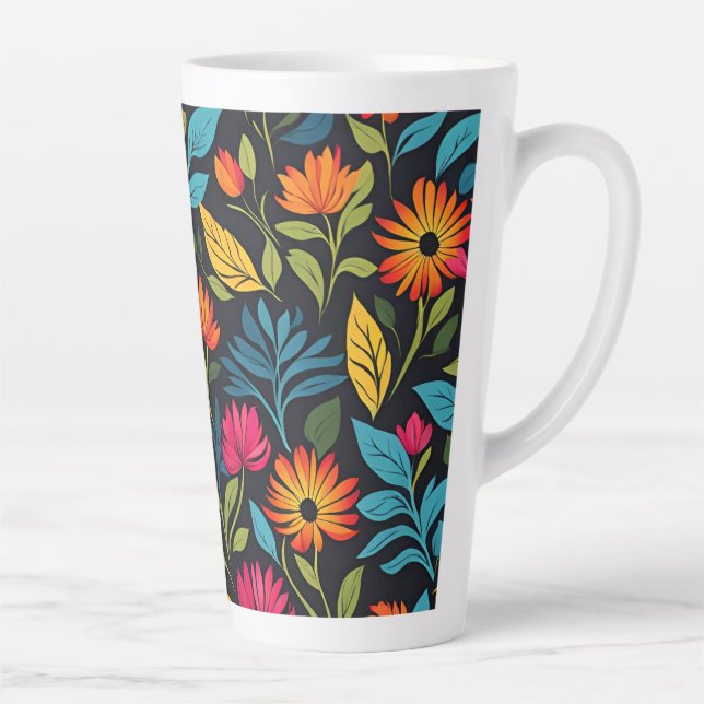 Colorful Flower Pattern Latte Mug (Right)