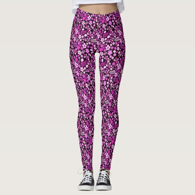 Colorful flower pattern leggings (Front)