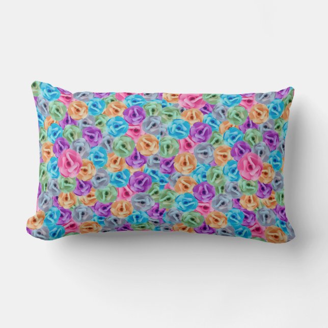 colorful flower pattern lumbar pillow (Front)