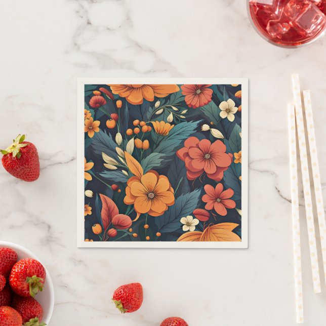 Colorful Flower Pattern Napkins (Insitu)