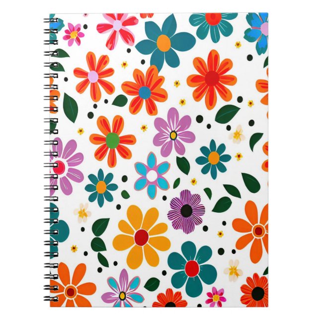 Colorful flower pattern notebook (Front)