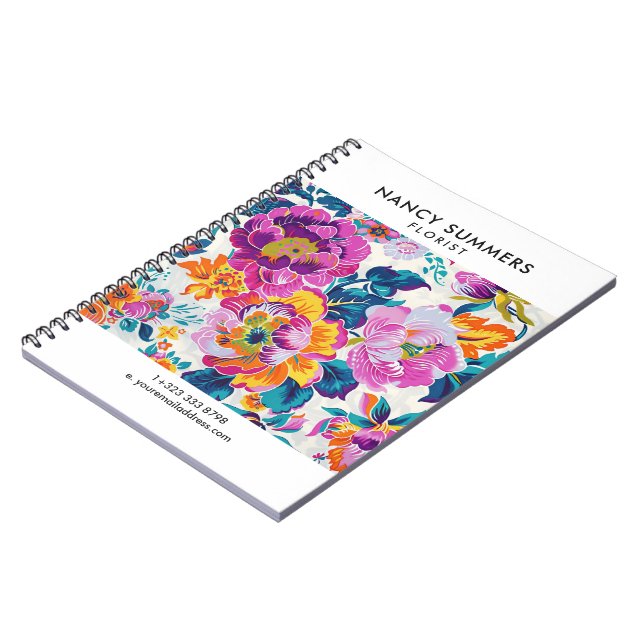 Colorful Flower Pattern Notebook (Left Side)