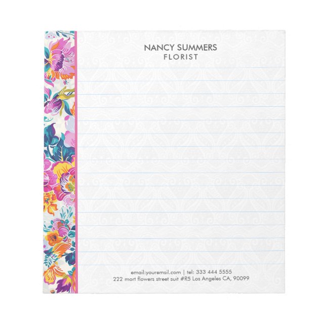 Colorful Flower Pattern Notepad (Front)