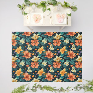 Colorful Flower Pattern Outdoor Rug