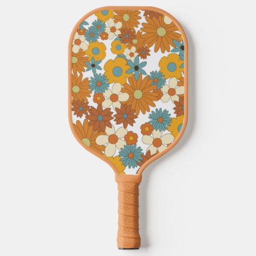 Colorful Flower Pattern Pickleball Paddle