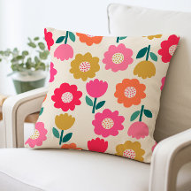 Colorful Flower Pattern Pillow, Decorative Floral