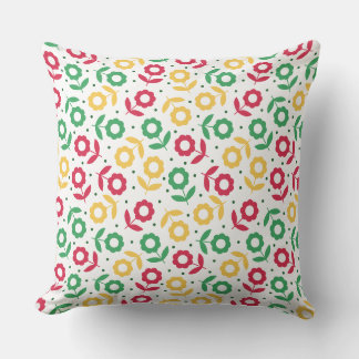 Colorful Flower Pattern Retro Floral Spring Throw Pillow