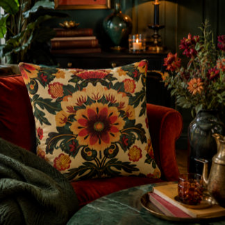 Colorful Flower Pattern Throw Pillow