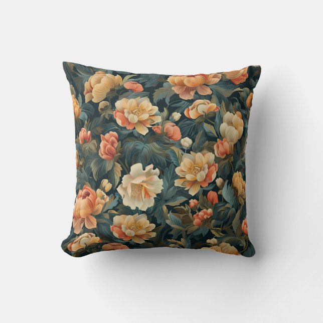 Colorful Flower Pattern Throw Pillow (Front)