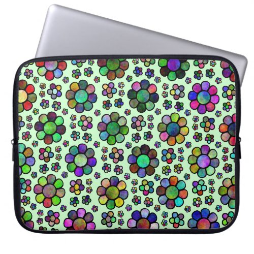 Colorful Flower Pattern Tie Dye Laptop Sleeve