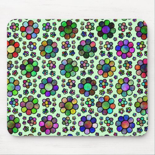 Colorful Flower Pattern Tie Dye Mouse Pad