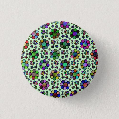 Colorful Flower Pattern Tie Dye Pinback Button