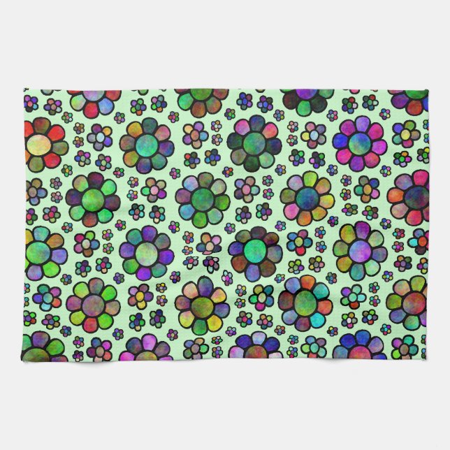 Colorful Flower Pattern Tie Dye Towel (Horizontal)