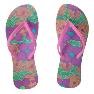 Colorful Flower Pattern Tropical Flip Flops