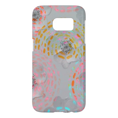 Colorful flower pattern with dotted graphic lines samsung galaxy s7 case