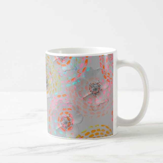 Colorful flower pattern with dotted graphic lines coffee mug (Right)