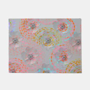 Colorful flower pattern with dotted graphic lines doormat