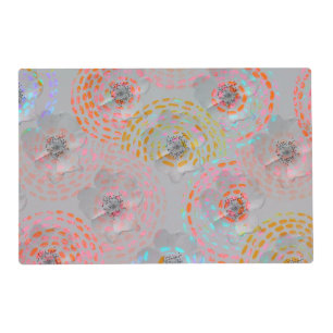 Colorful flower pattern with dotted graphic lines placemat