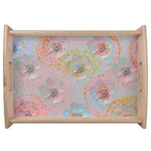 Colorful flower pattern with dotted graphic lines serving tray