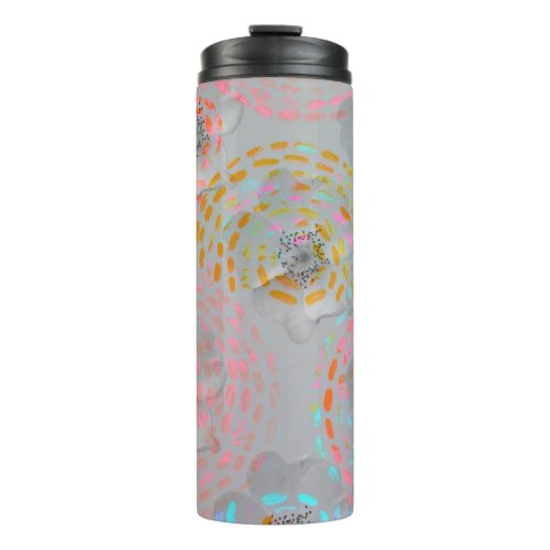 Colorful flower pattern with dotted graphic lines thermal tumbler