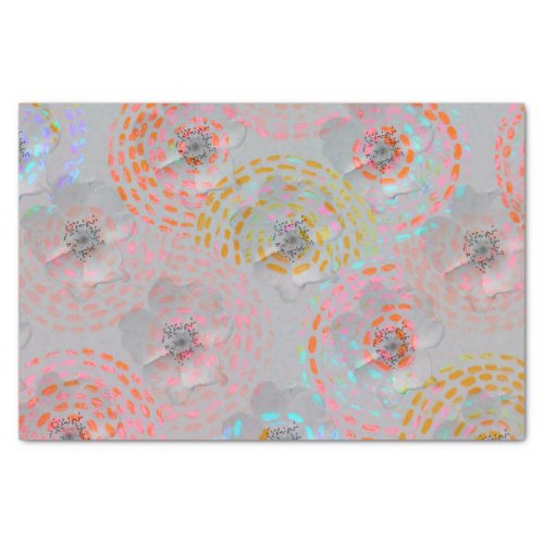 Colorful flower pattern with dotted graphic lines tissue paper