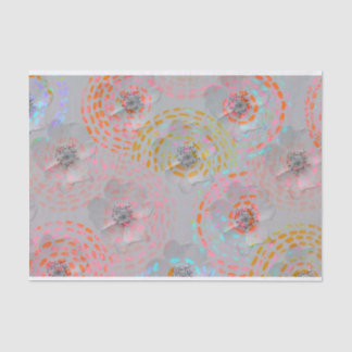 Colorful flower pattern with dotted graphic lines tissue paper