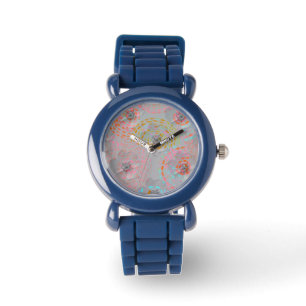 Colorful flower pattern with dotted graphic lines watch