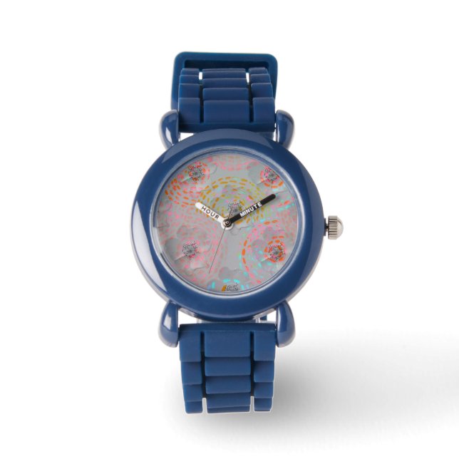 Colorful flower pattern with dotted graphic lines watch (Front)