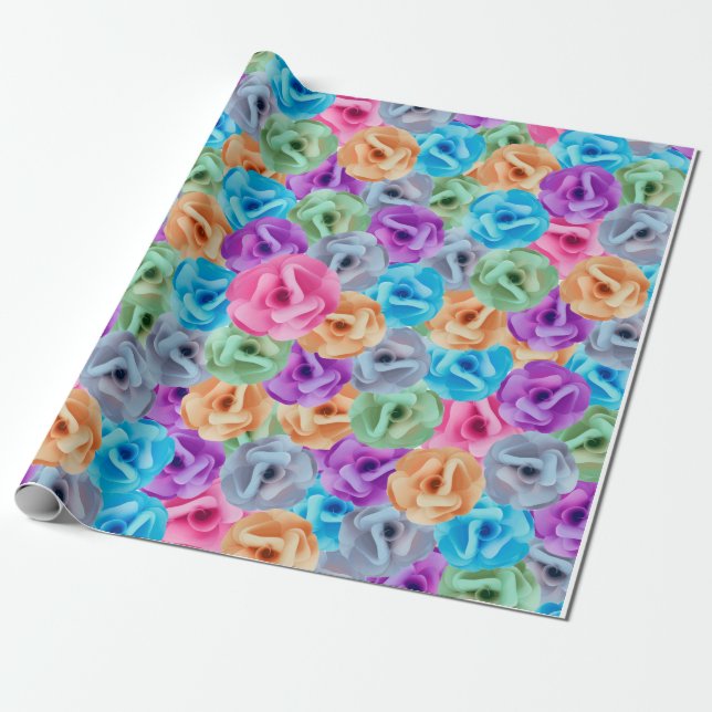 colorful flower pattern wrapping paper (Unrolled)