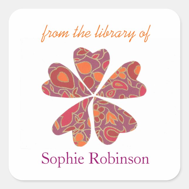 Colorful flower personalized bookplates (Front)