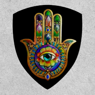Colorful Flower Petals Turquoise Third Eye Hamsa Patch