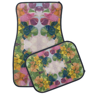 Colorful Flower Petals Watercolor Pattern Painting Car Floor Mat