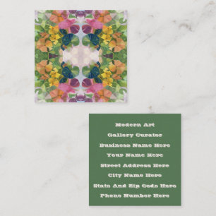 Colorful Flower Petals Watercolor Pattern Painting Square Business Card