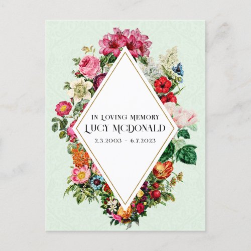 Colorful Flower Photo Funeral Invitation Postcard