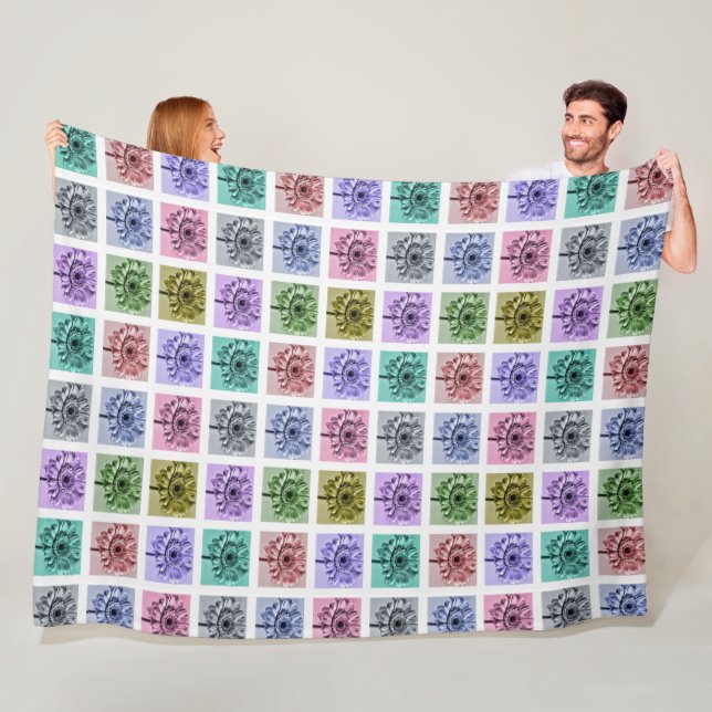 Colorful Flower Pop Art Pattern Fleece Blanket (In Situ)
