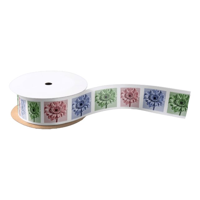 Colorful Flower Pop Art Pattern Satin Ribbon (Spool)