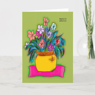 Colorful Flower Pot Note Card