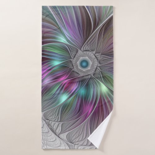 Colorful Flower Power Abstract Modern Fractal Art Bath Towel