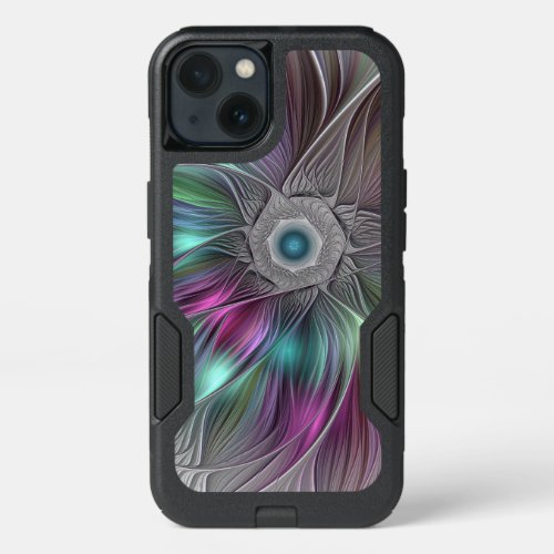 Colorful Flower Power Abstract Modern Fractal Art iPhone 13 Case