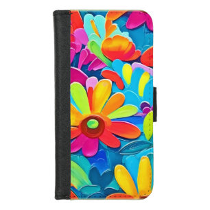 Colorful Flower Power Painting iPhone 8/7 Wallet Case
