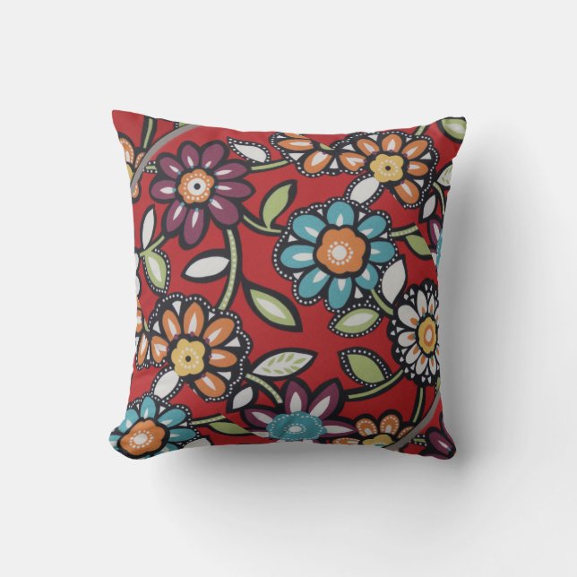 colorful flower power pillow (Front)