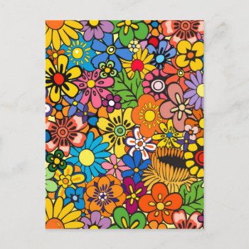 Colorful Flower Power Postcard by OutFrontProductions at Zazzle