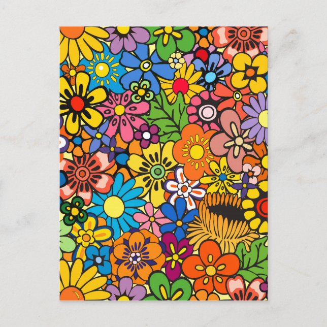 Colorful flower power postcard (Front)