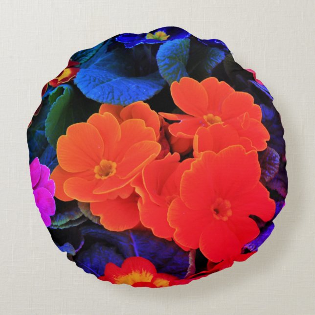 Colorful flower Print Round Pillow (Back)