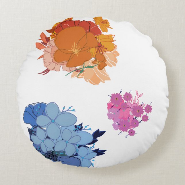 Colorful Flower  Round Pillow (Front)